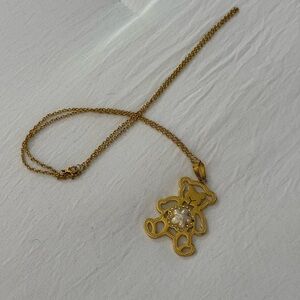 Gold Color Necklace with Teddy Bear Pendant Design